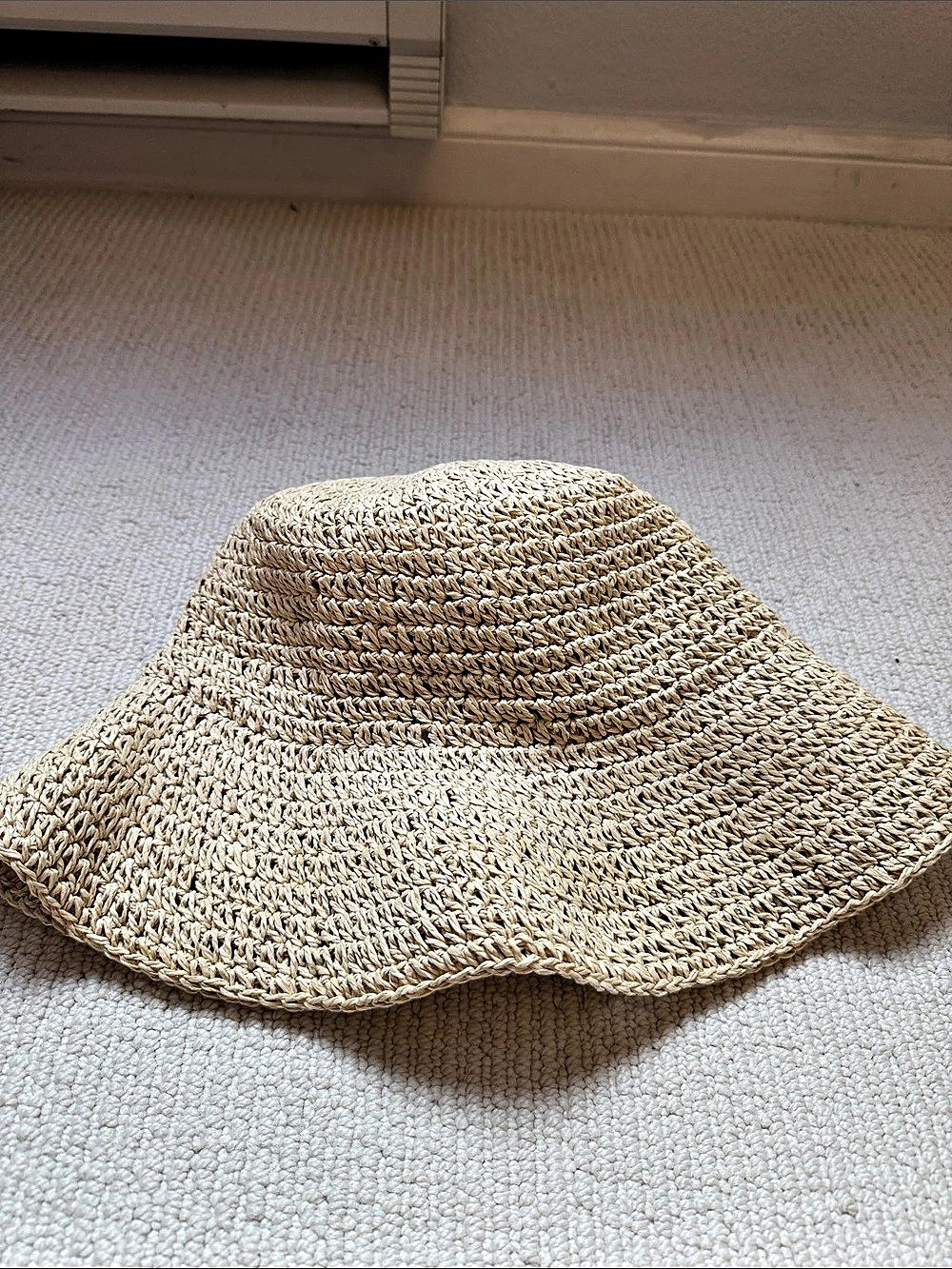 Universal Thread Straw Crochet Bucket Hat Tan